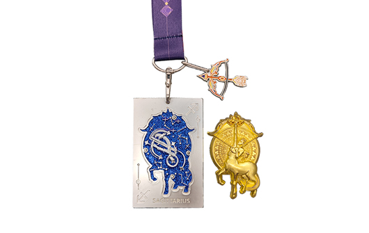 Benotzerdefinéiert Glitter Zodiac Zeechen Spaass Medaille