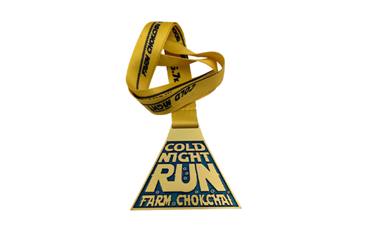 Custom Translucent Blue Matte Gold Farm Run Medal